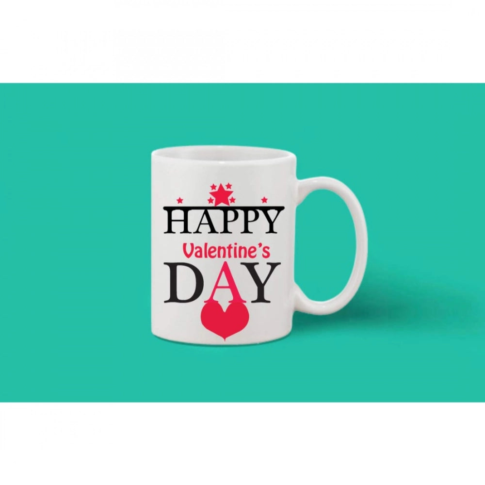 Printed Ceramic Coffee Mug - 1 Pieces, White, 11Oz