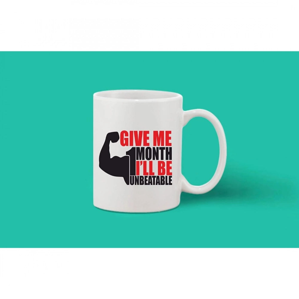 Printed Ceramic Coffee Mug - 1 Pieces, White, 11Oz