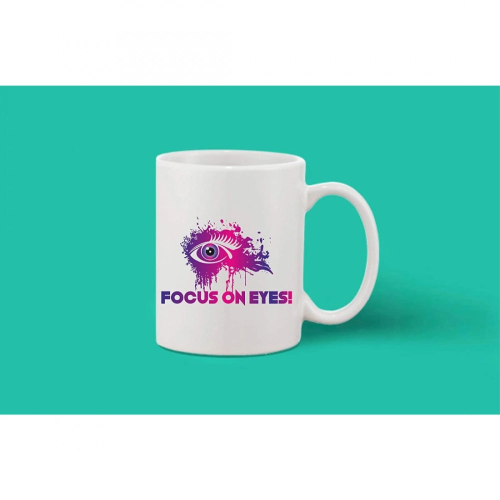 Printed Ceramic Coffee Mug - 1 Pieces, White, 11Oz