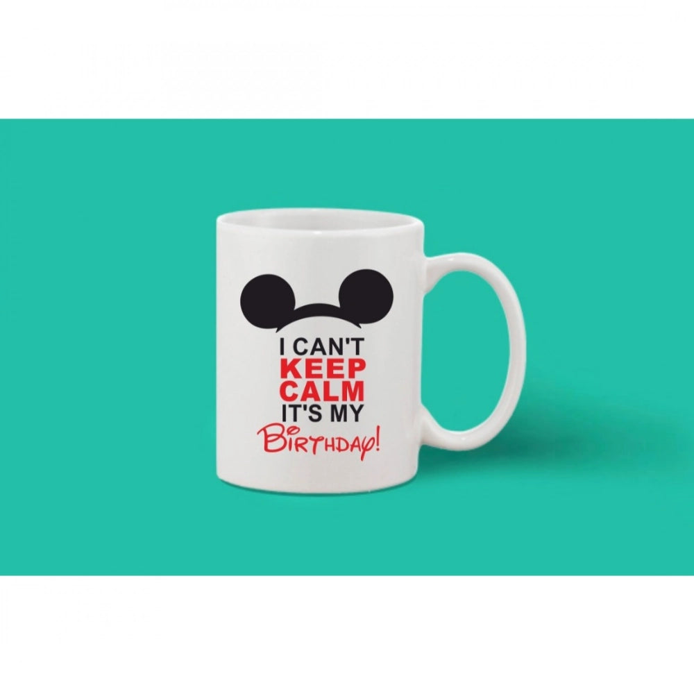 Printed Ceramic Coffee Mug - 1 Pieces, White, 11Oz