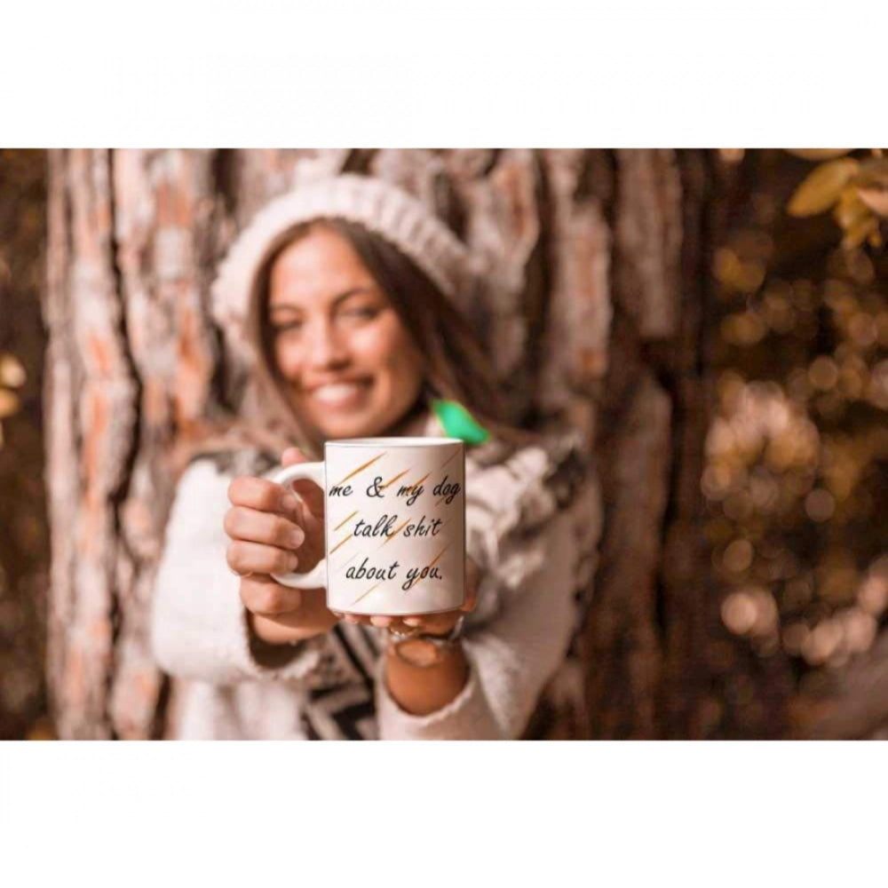 Printed Ceramic Coffee Mug - 1 Pieces, White, 11Oz