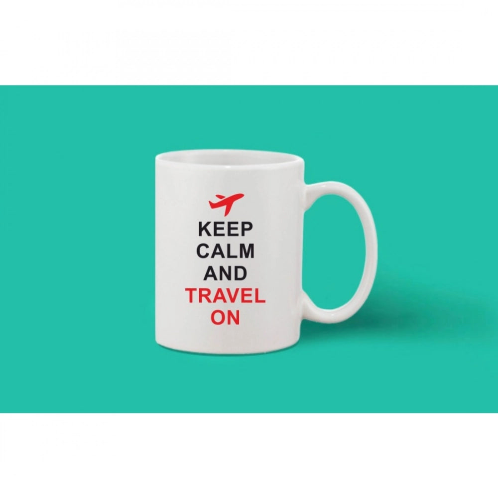 Printed Ceramic Coffee Mug - 1 Pieces, White, 11Oz