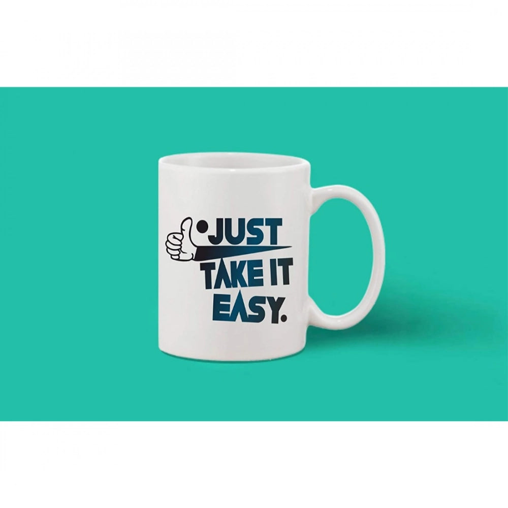Printed Ceramic Coffee Mug - 1 Pieces, White, 11Oz