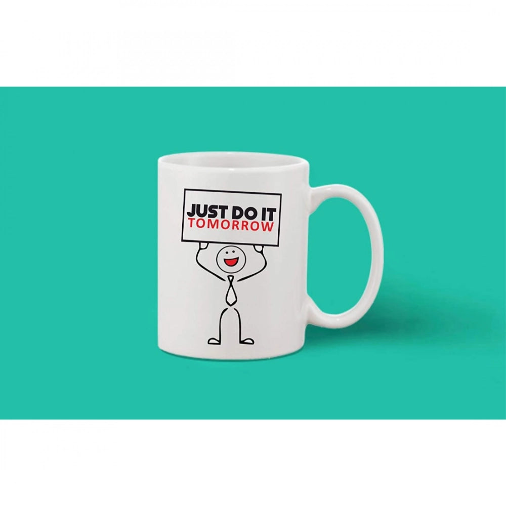 Printed Ceramic Coffee Mug - 1 Pieces, White, 11Oz