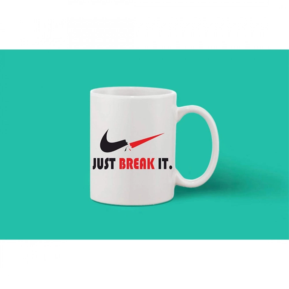 Printed Ceramic Coffee Mug - 1 Pieces, White, 11Oz