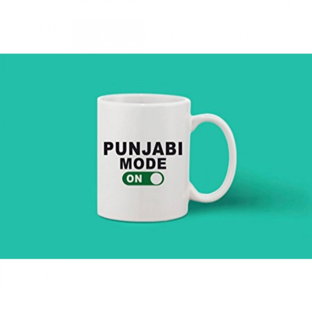 Printed Ceramic Coffee Mug - 1 Pieces, White, 11Oz