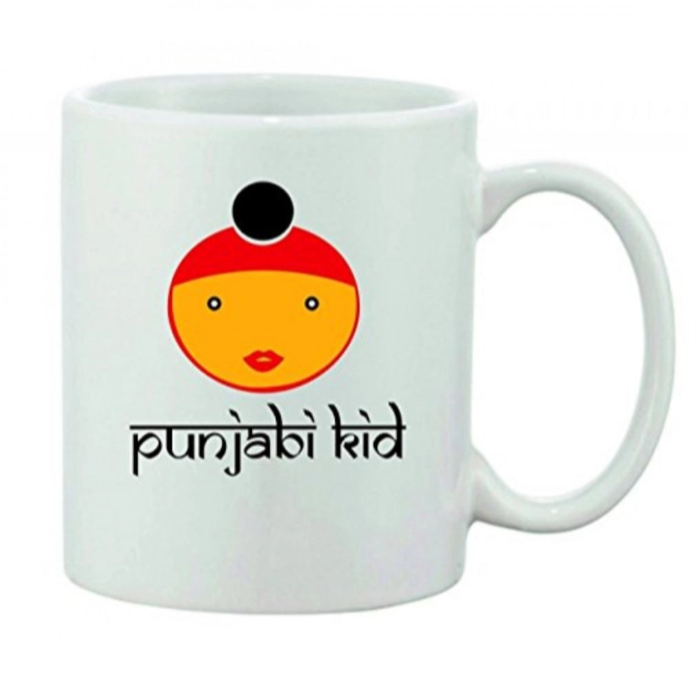 Printed Ceramic Coffee Mug - 1 Pieces, White, 11Oz