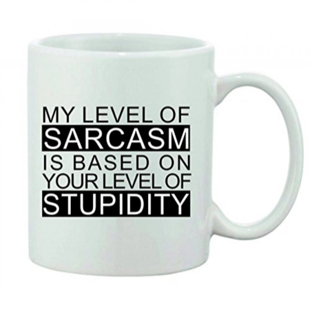 Printed Ceramic Coffee Mug - 1 Pieces, White, 11Oz