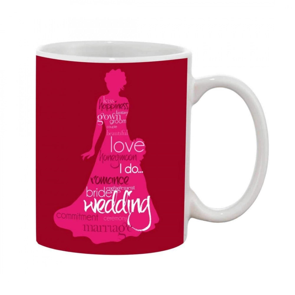 Printed Ceramic Coffee Mug - 1 Pieces, White, 11Oz