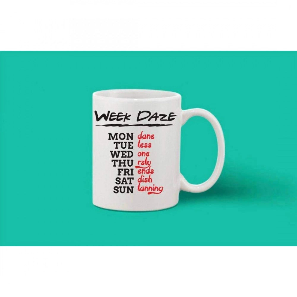 Printed Ceramic Coffee Mug - 1 Pieces, White, 11Oz