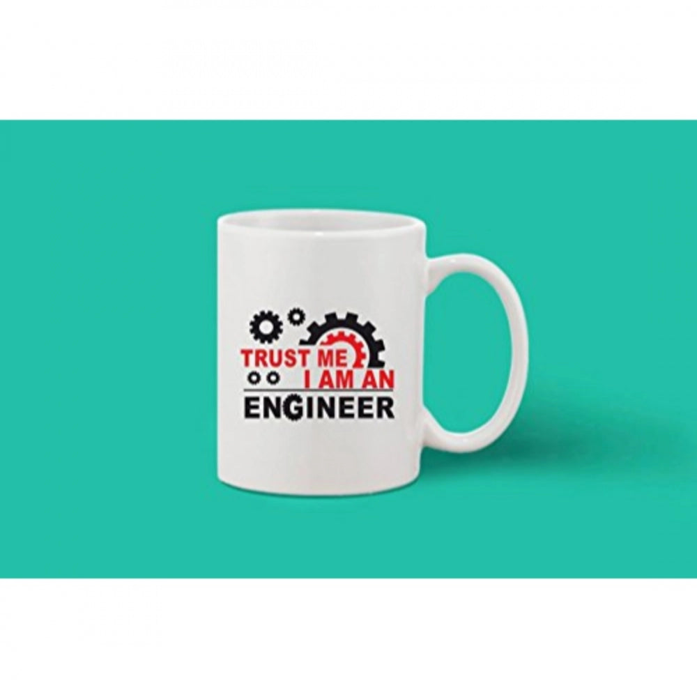 Printed Ceramic Coffee Mug - 1 Pieces, White, 11Oz