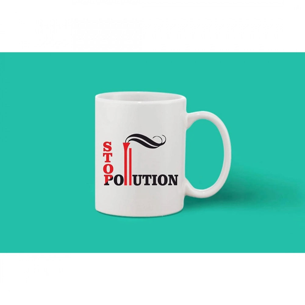 Printed Ceramic Coffee Mug - 1 Pieces, White, 11Oz