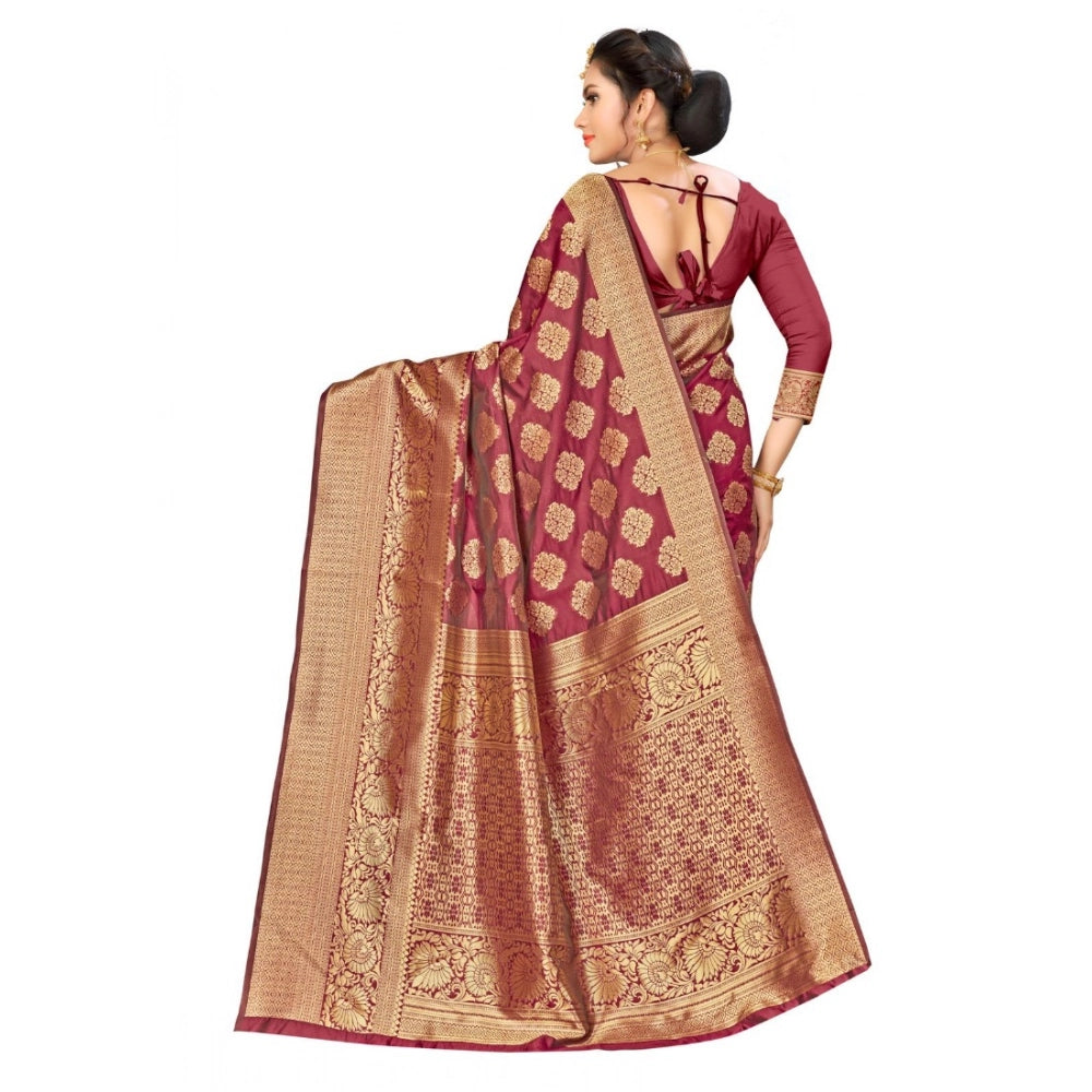 Women'S Banarasi Silk Saree (Maroon,5-6 Mtrs)