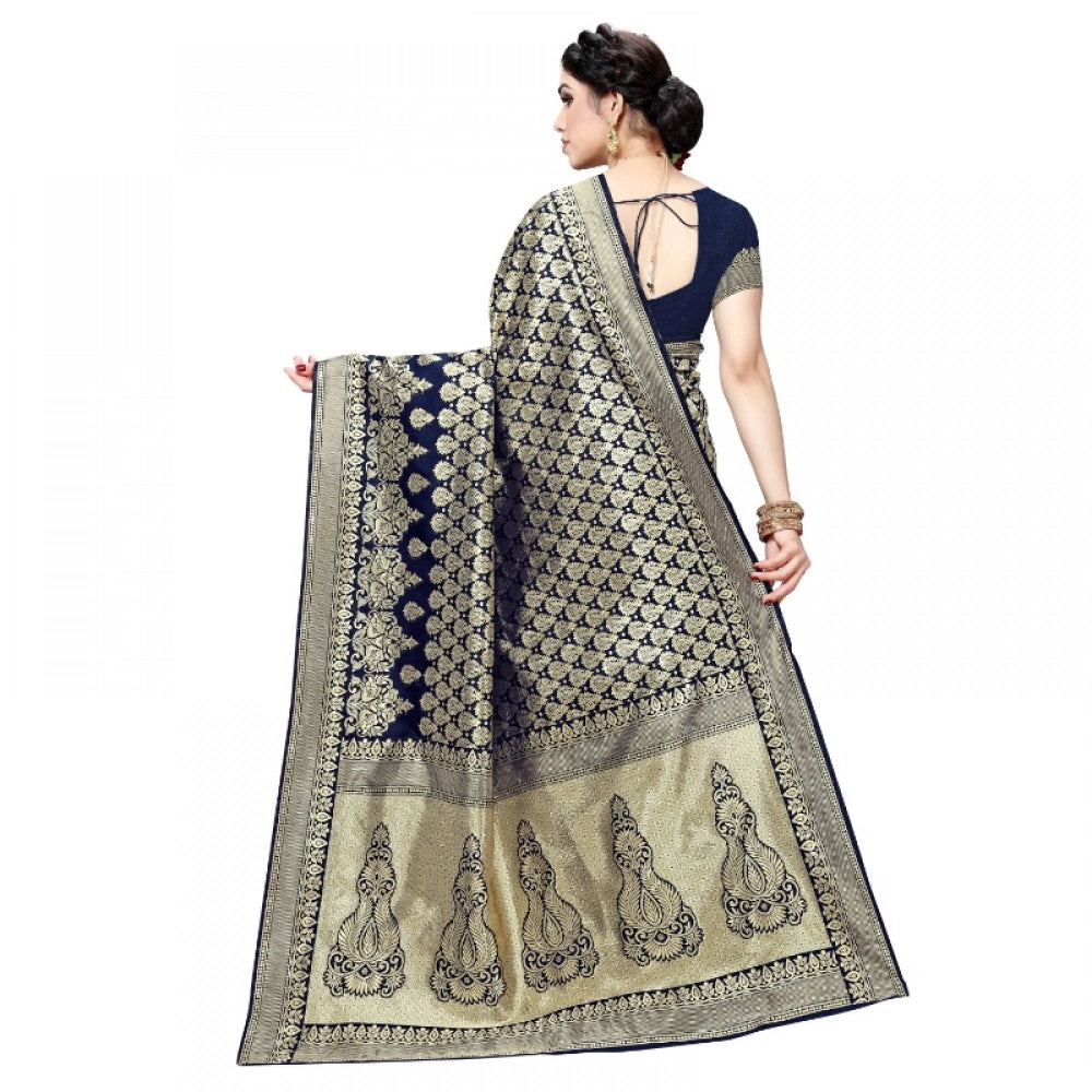 Women'S Jacquard Silk Kanjivaram Jacquard Silk Saree With Blou