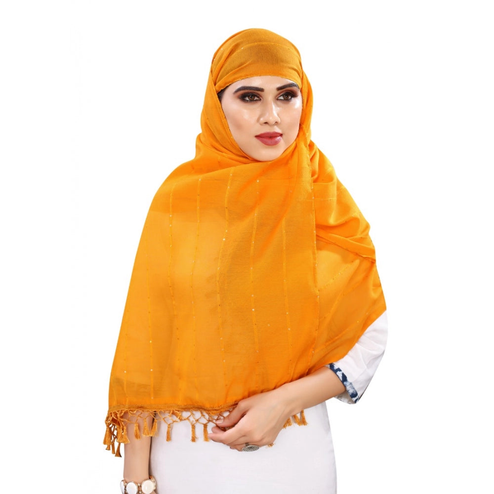 Women'S Cotton Silk Strips Printed Dupatta (Musterd Yellow, Le