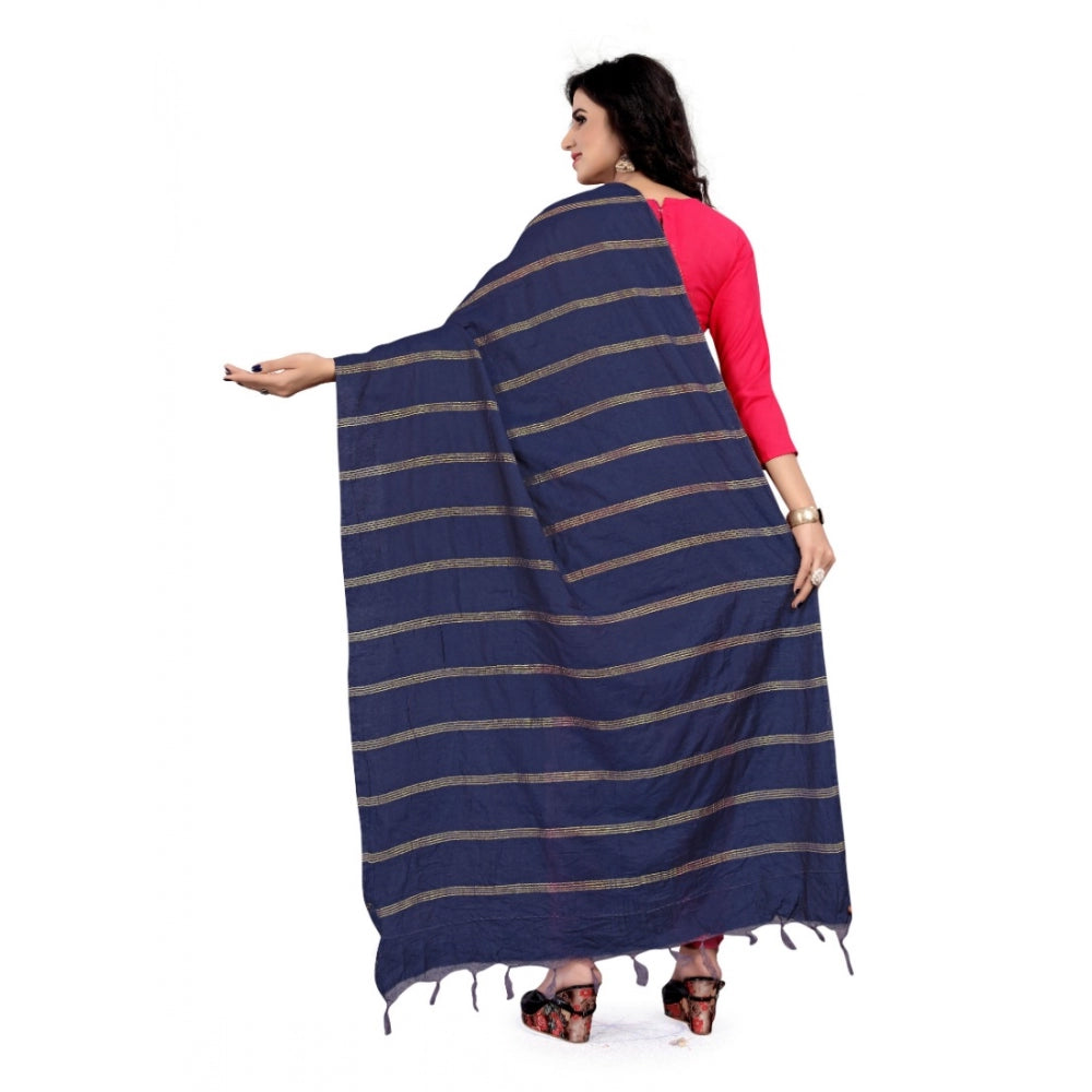Women'S Cotton Jari Woven Work Dupatta (Blue, Length:2-2.4 Mtr