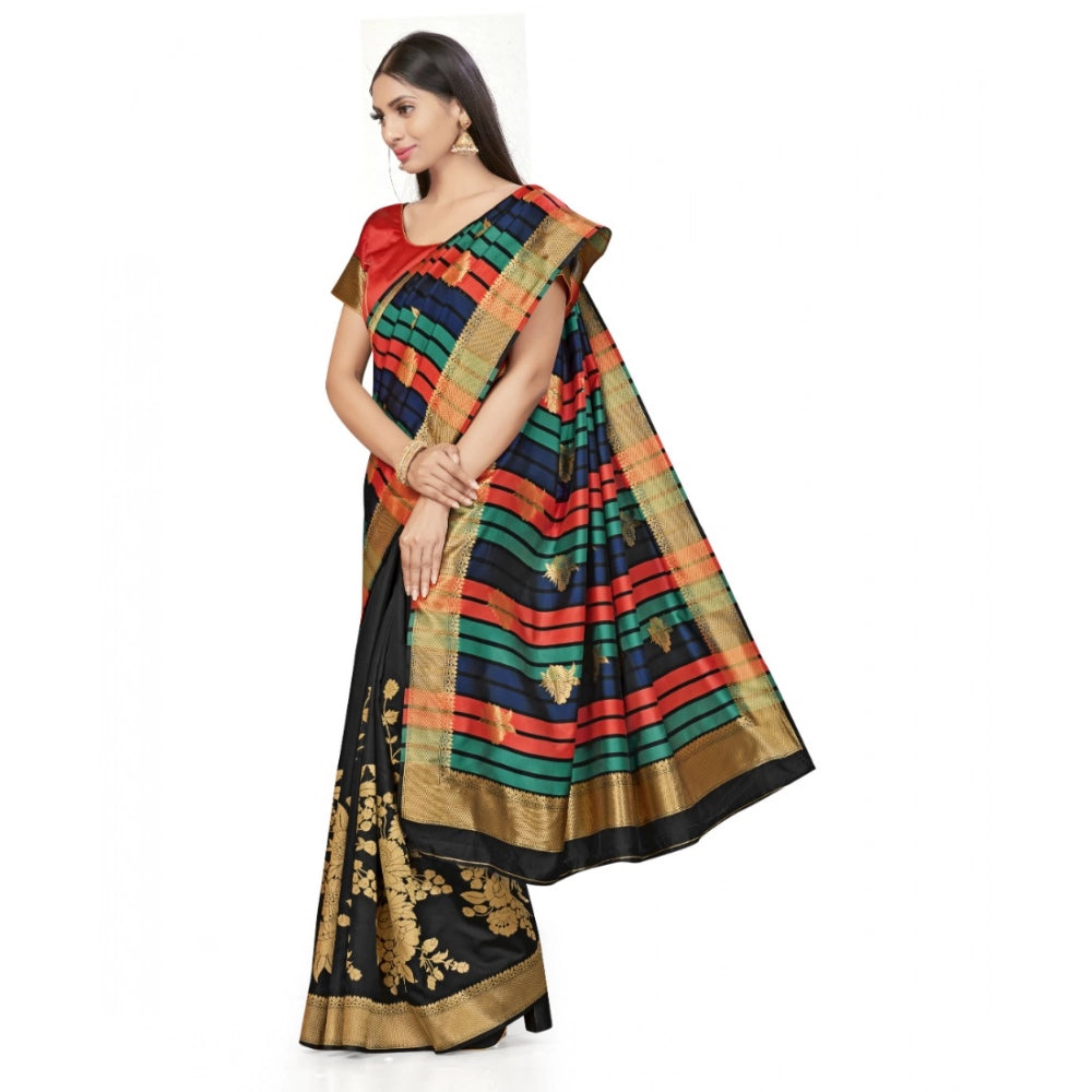 Women'S Banarasi Silk Saree With Blouse (Black, 5-6Mtrs)