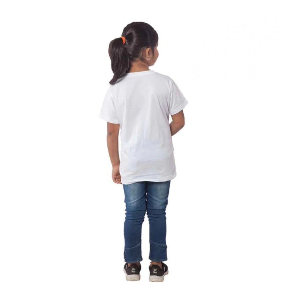 Girls Cotton Drama Queen Half Sleeve Tshirt (White)