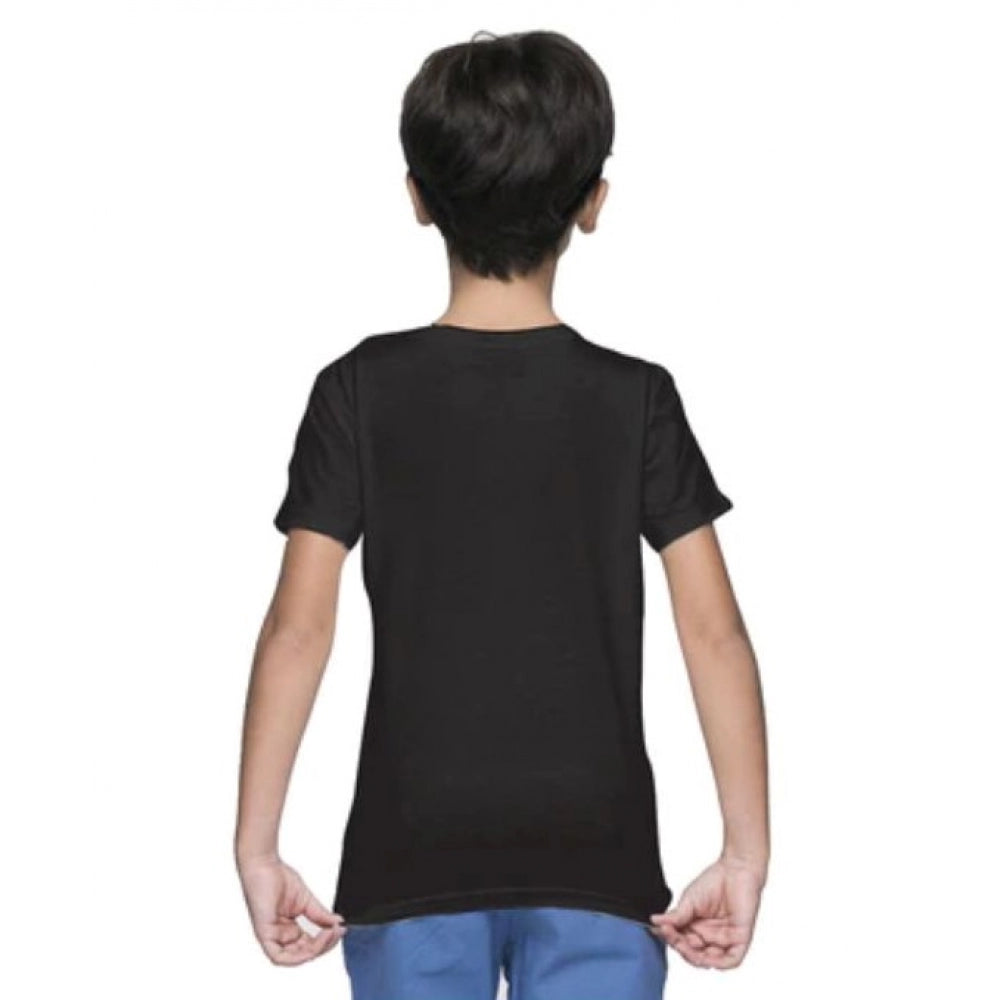 Boys Cotton Plain Half Sleeve Tshirt (Black)