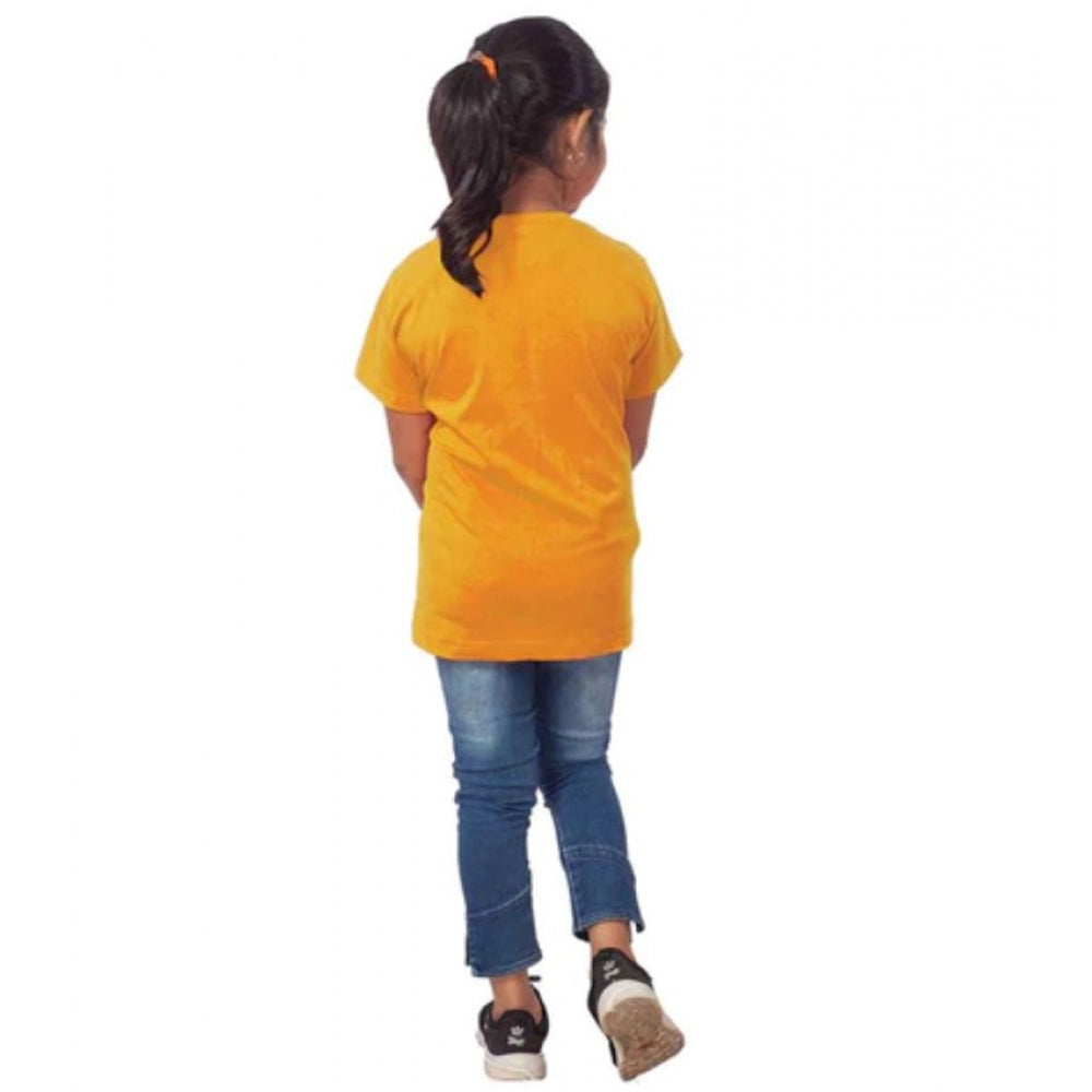 Girls Cotton Adelie Half Sleeve Tshirt (Mustard)