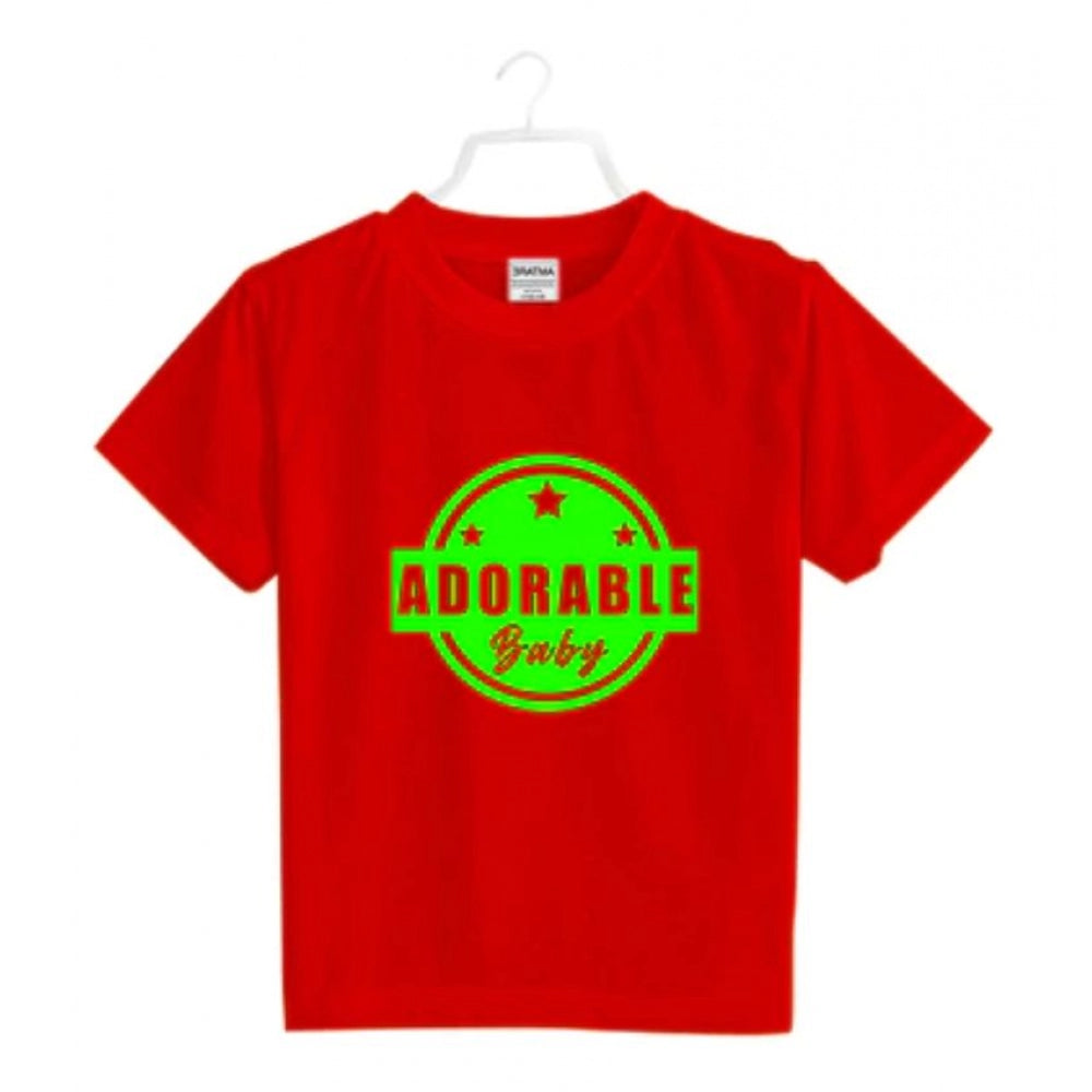 Boys Cotton Adorable Baby Half Sleeve Tshirt (Red)