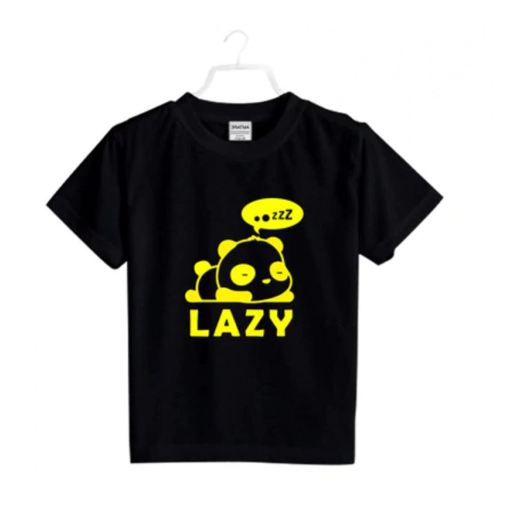 Boys Cotton Lazy Half Sleeve Tshirt (Black)