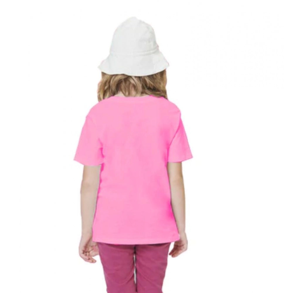 Girls Cotton Baby Shark Half Sleeve Tshirt (Pink)