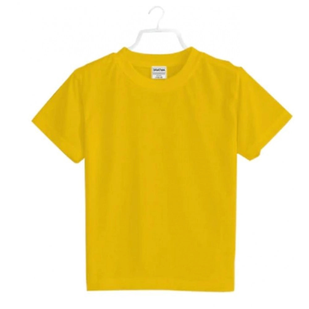 Boys Cotton Plain Half Sleeve Tshirt (Yellow)