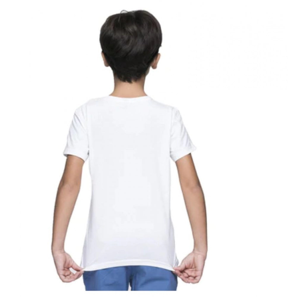 Boys Cotton Baby Shark Half Sleeve Tshirt (White)