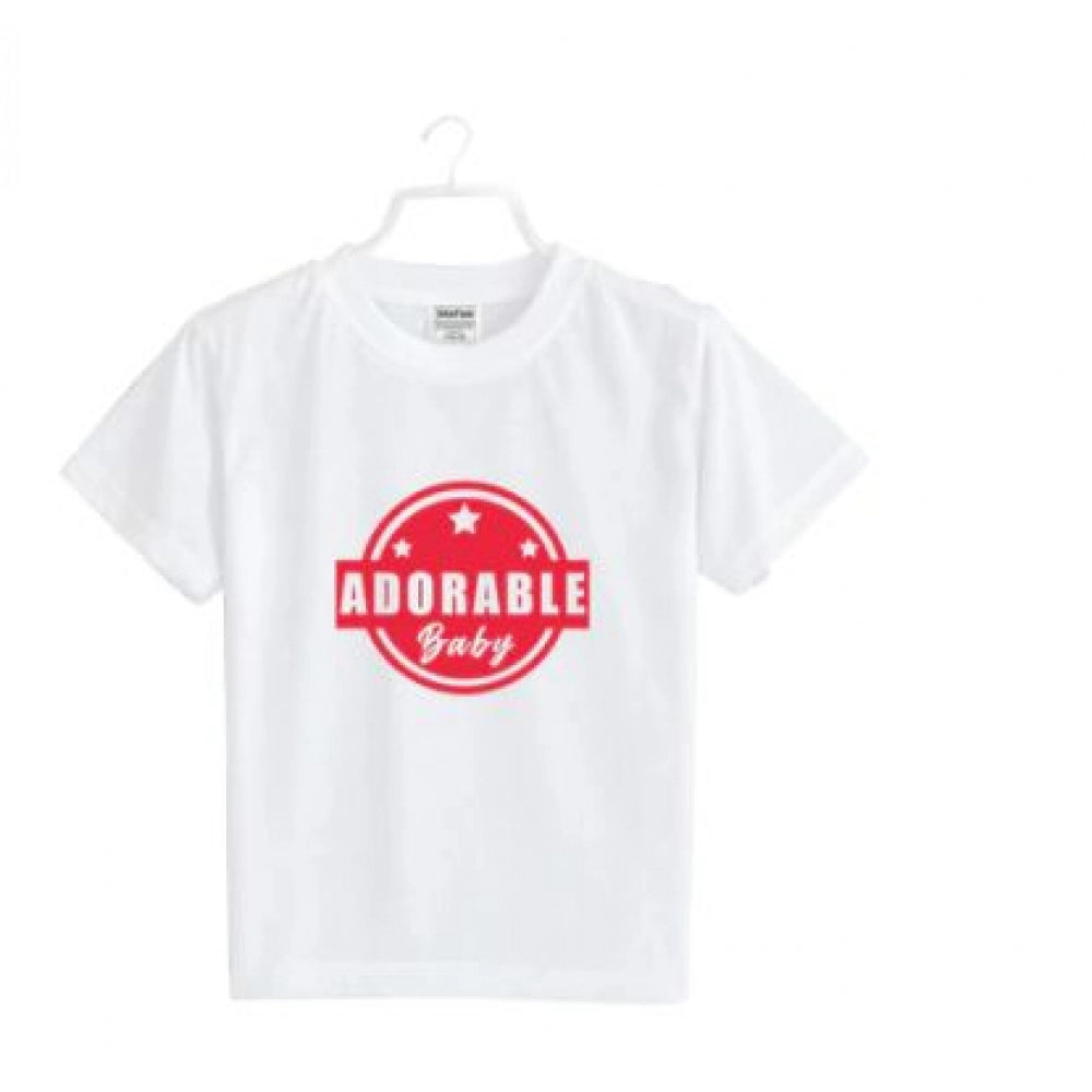 Boys Cotton Adorable Baby Half Sleeve Tshirt (White)