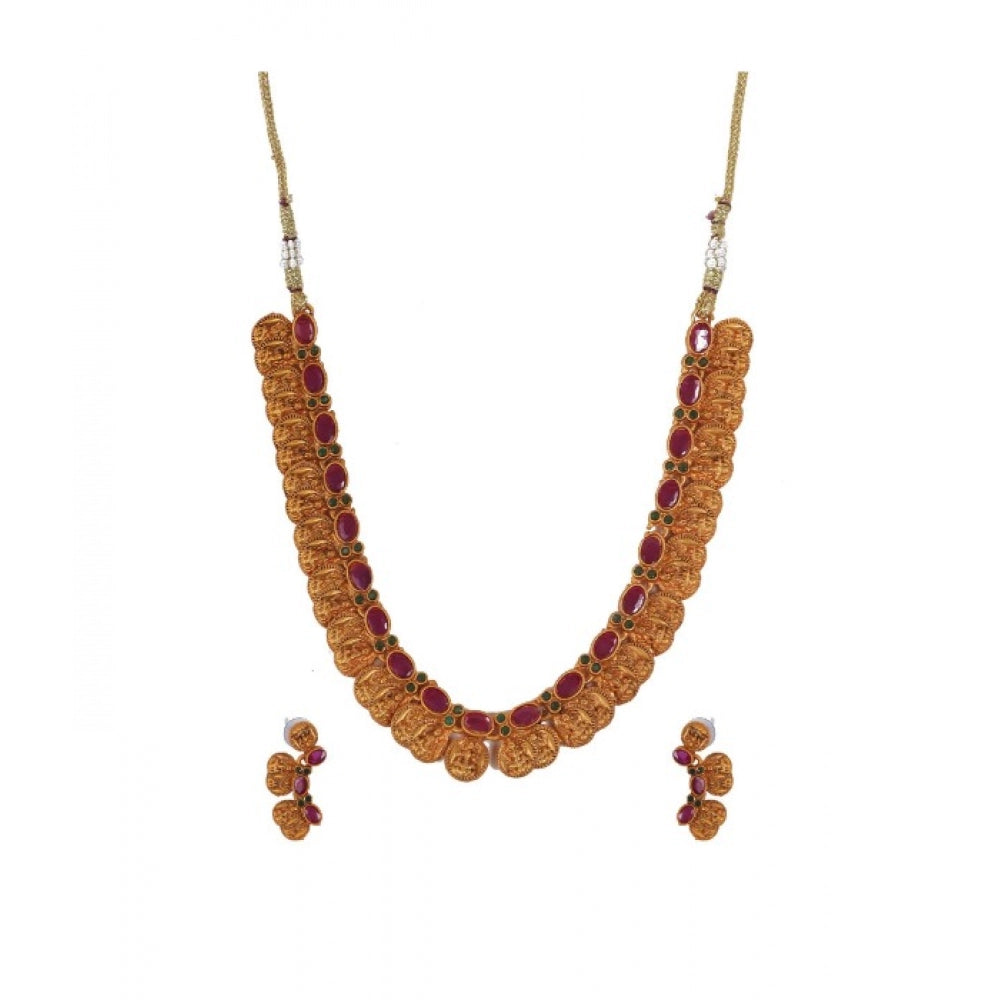 Women'S Elegent Laxmi Coin Shape Jewellery Chowker Set (Red, F