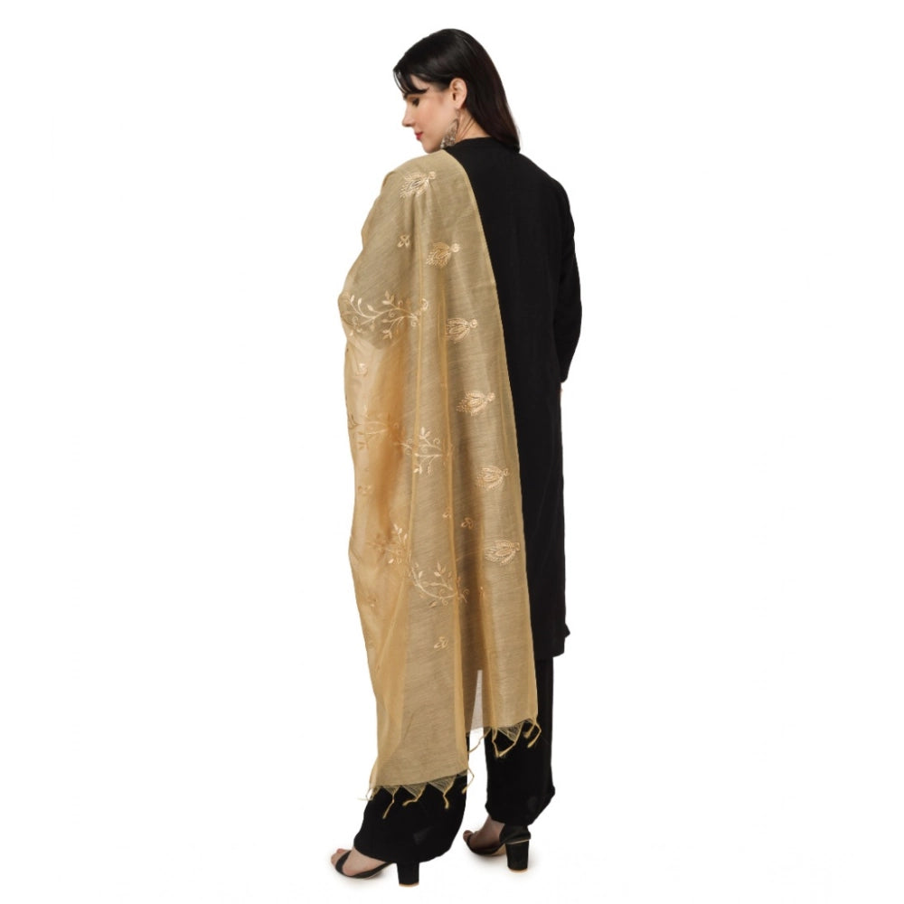 Women'S Cotton Embroidered Dupatta (Gold, Length: 2.25 To 2.50