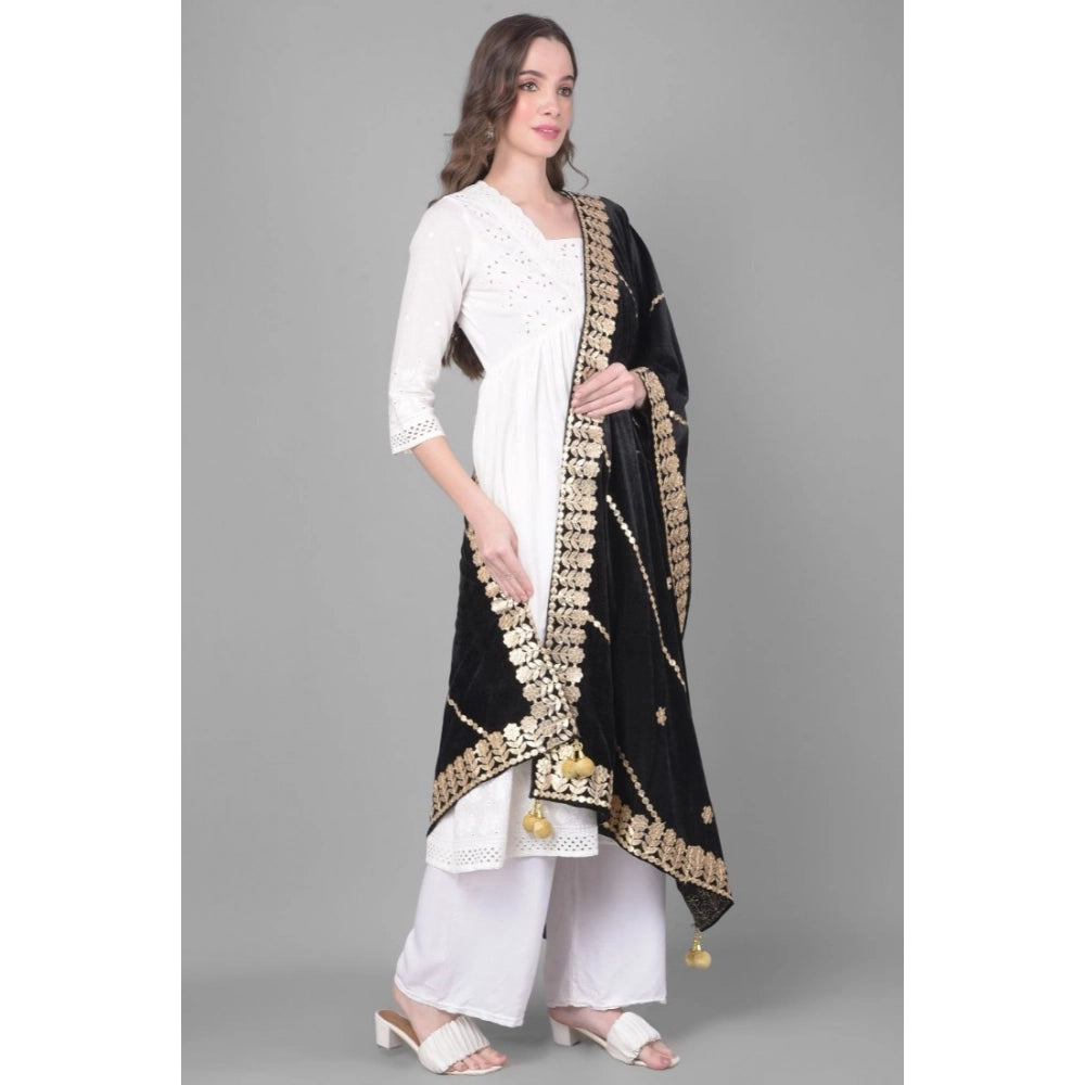 Women'S Velvet Gotta Patti Dupatta (Black, Length: 2.25 To 2.5