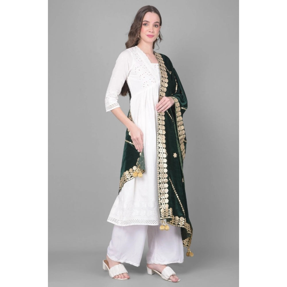 Women'S Velvet Gotta Patti Dupatta (Green, Length: 2.25 To 2.5