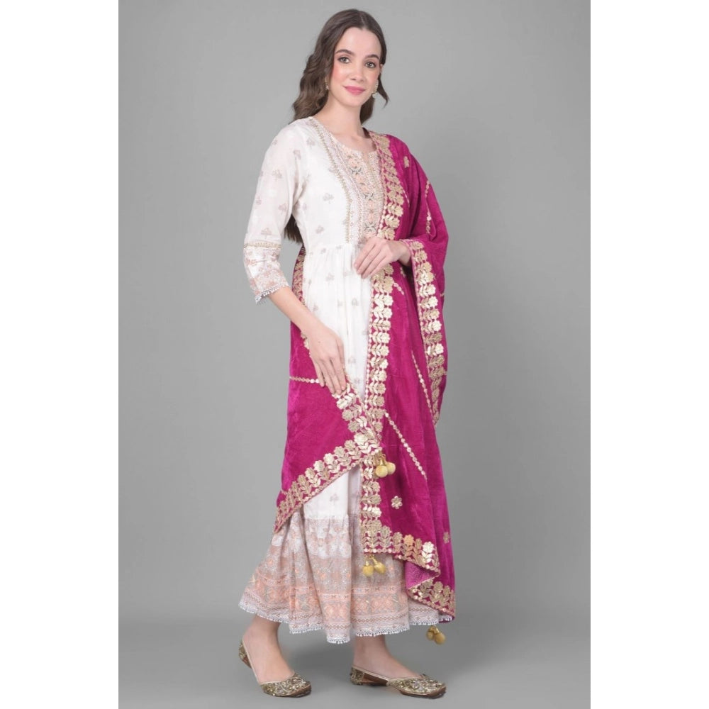 Women'S Velvet Gotta Patti Dupatta (Purple, Length: 2.25 To 2.