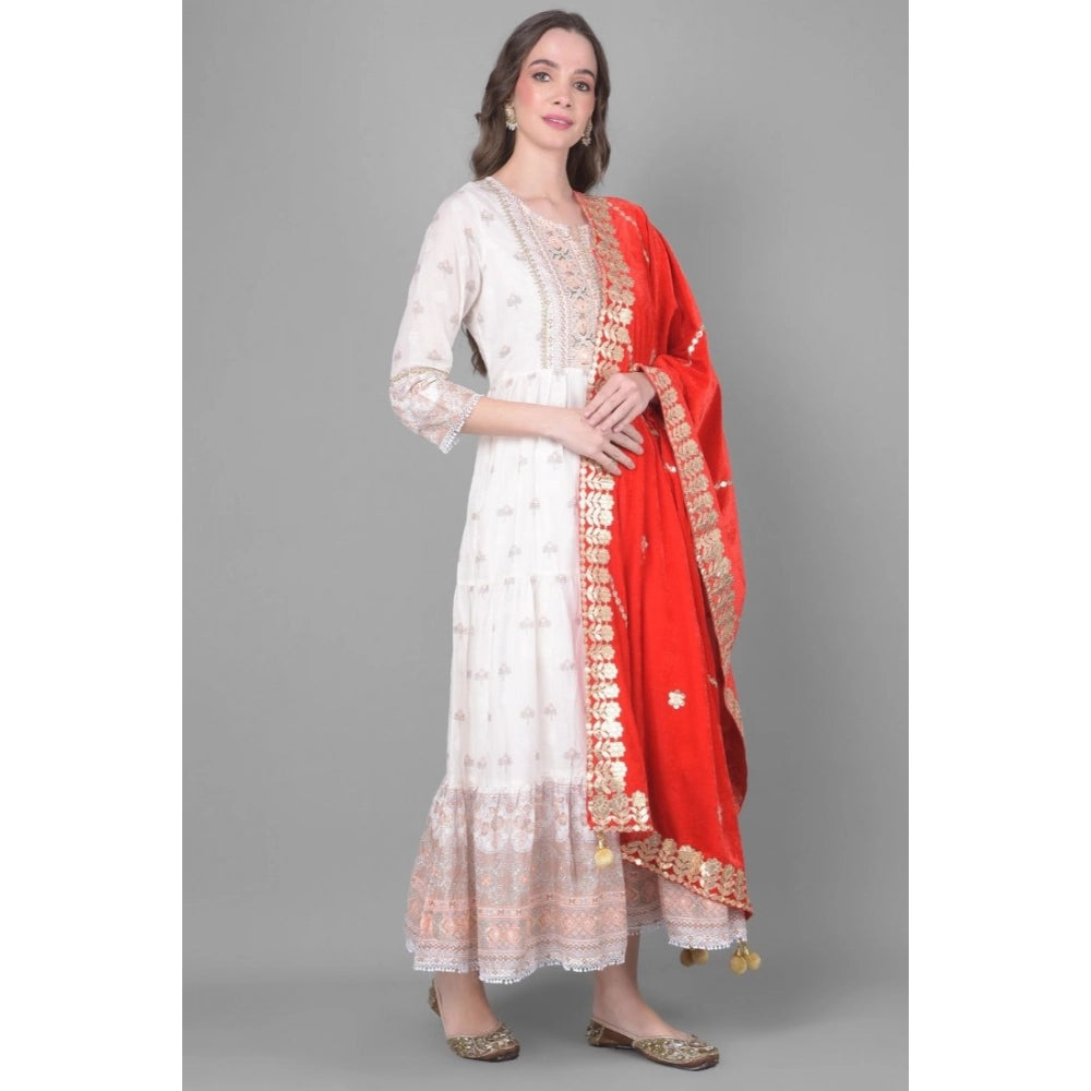 Women'S Velvet Gotta Patti Dupatta (Red, Length: 2.25 To 2.50