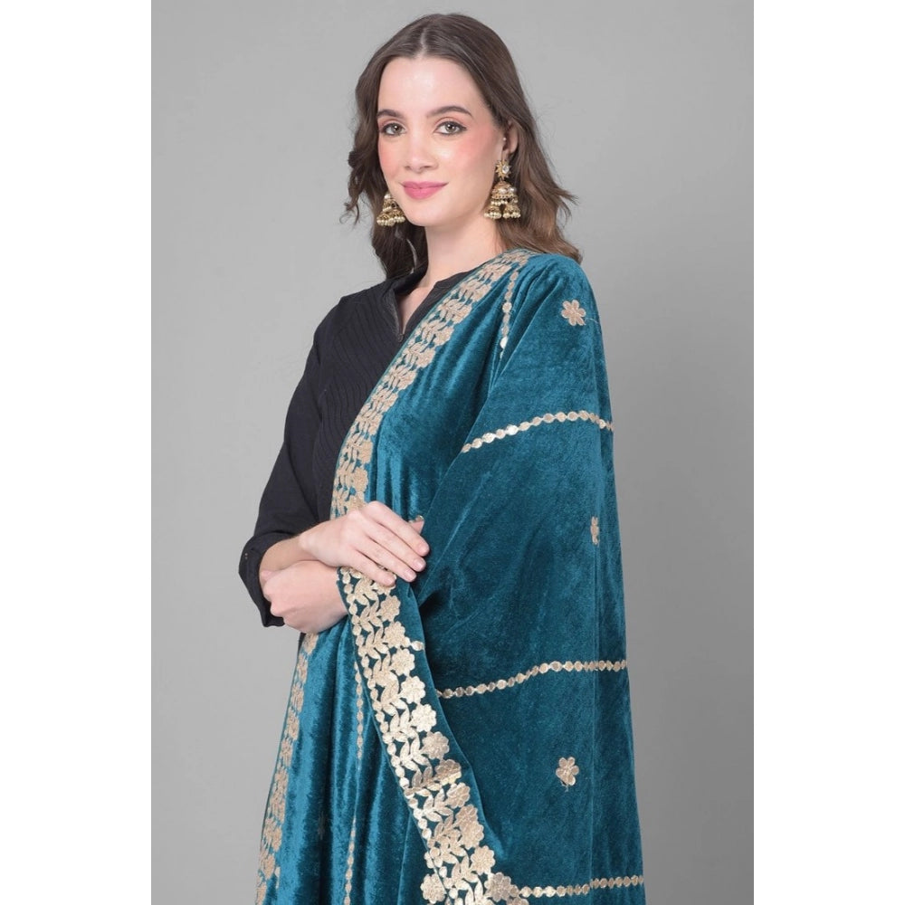 Women'S Velvet Gotta Patti Dupatta (Teal, Length: 2.25 To 2.50