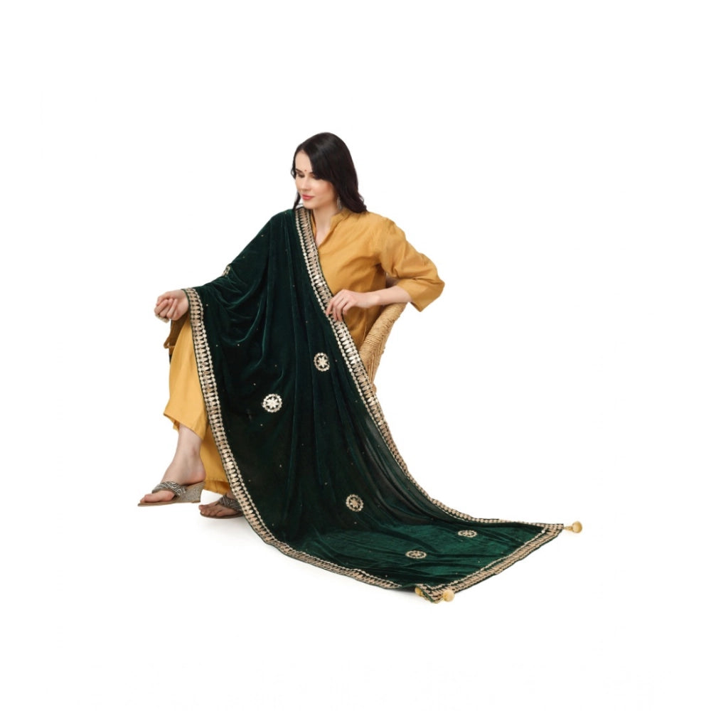Women'S Velvet Gotta Patti Dupatta (Green, Length: 2.25 To 2.5