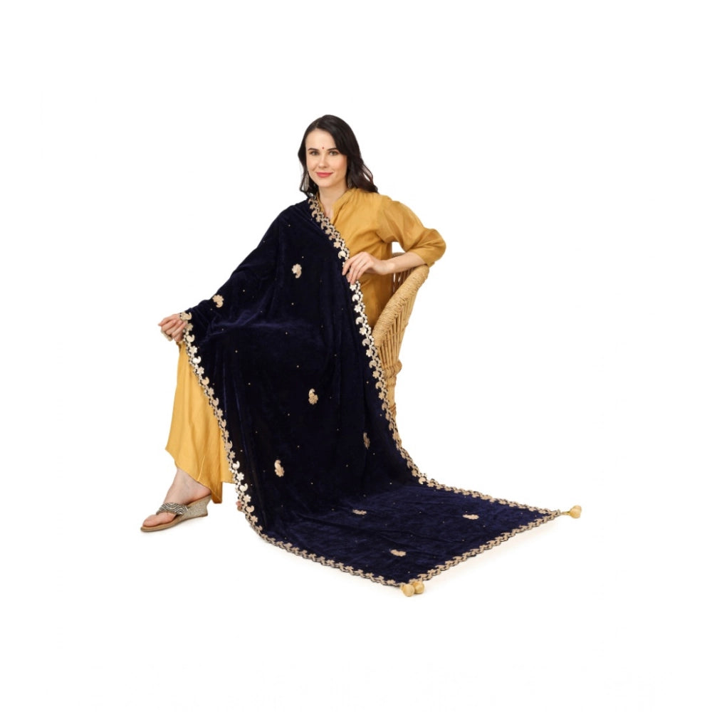 Women'S Velvet Gotta Patti Dupatta (Blue, Length: 2.25 To 2.50