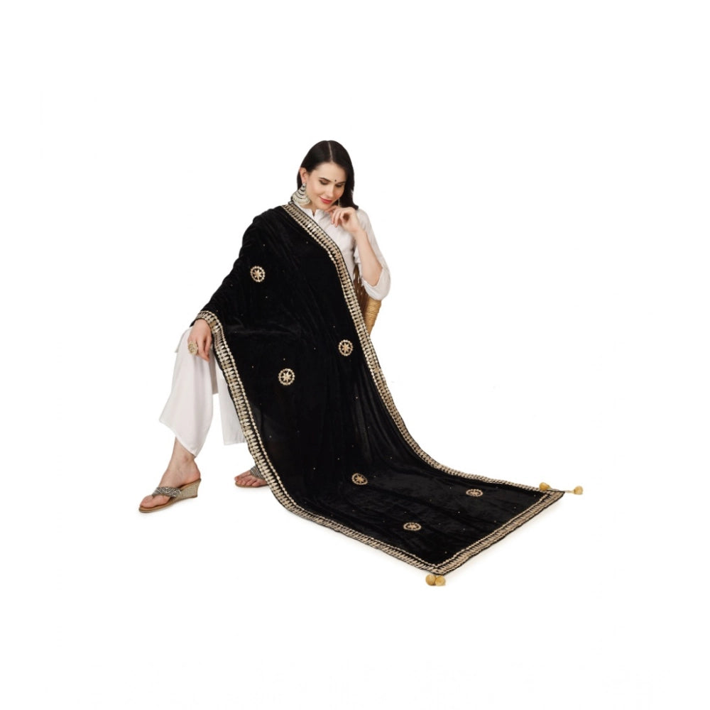 Women'S Velvet Gotta Patti Dupatta (Black, Length: 2.25 To 2.5