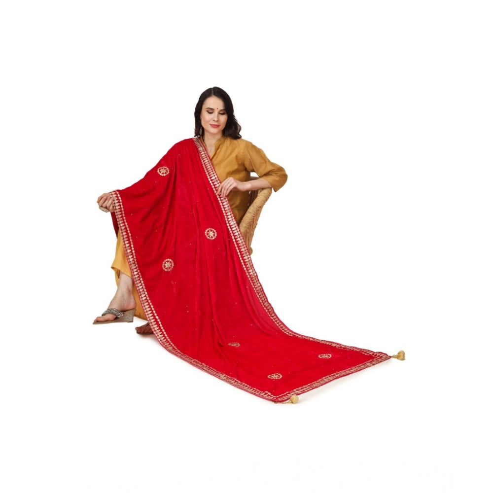 Women'S Velvet Gotta Patti Dupatta (Pink, Length: 2.25 To 2.50