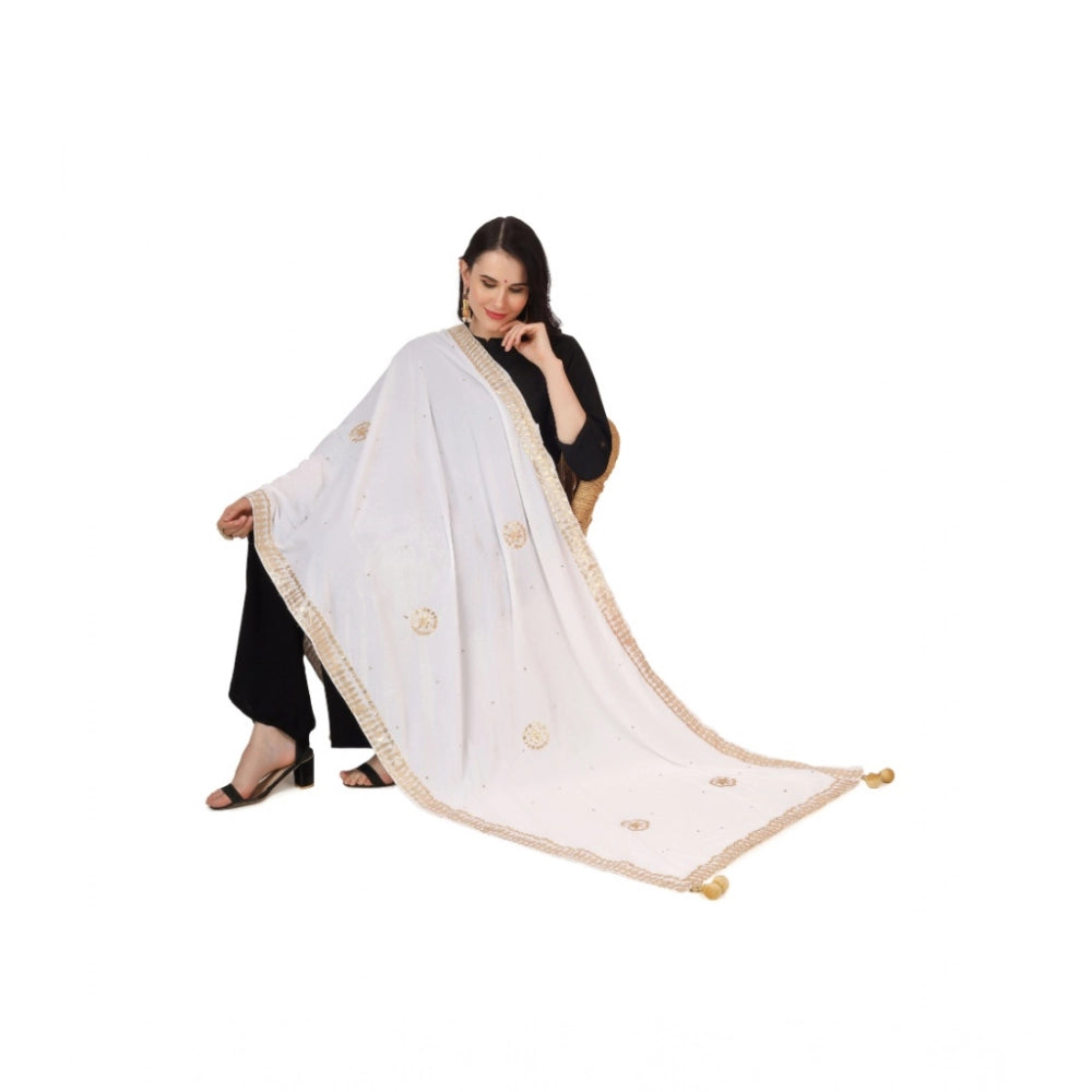 Women'S Velvet Gotta Patti Dupatta (White, Length: 2.25 To 2.5