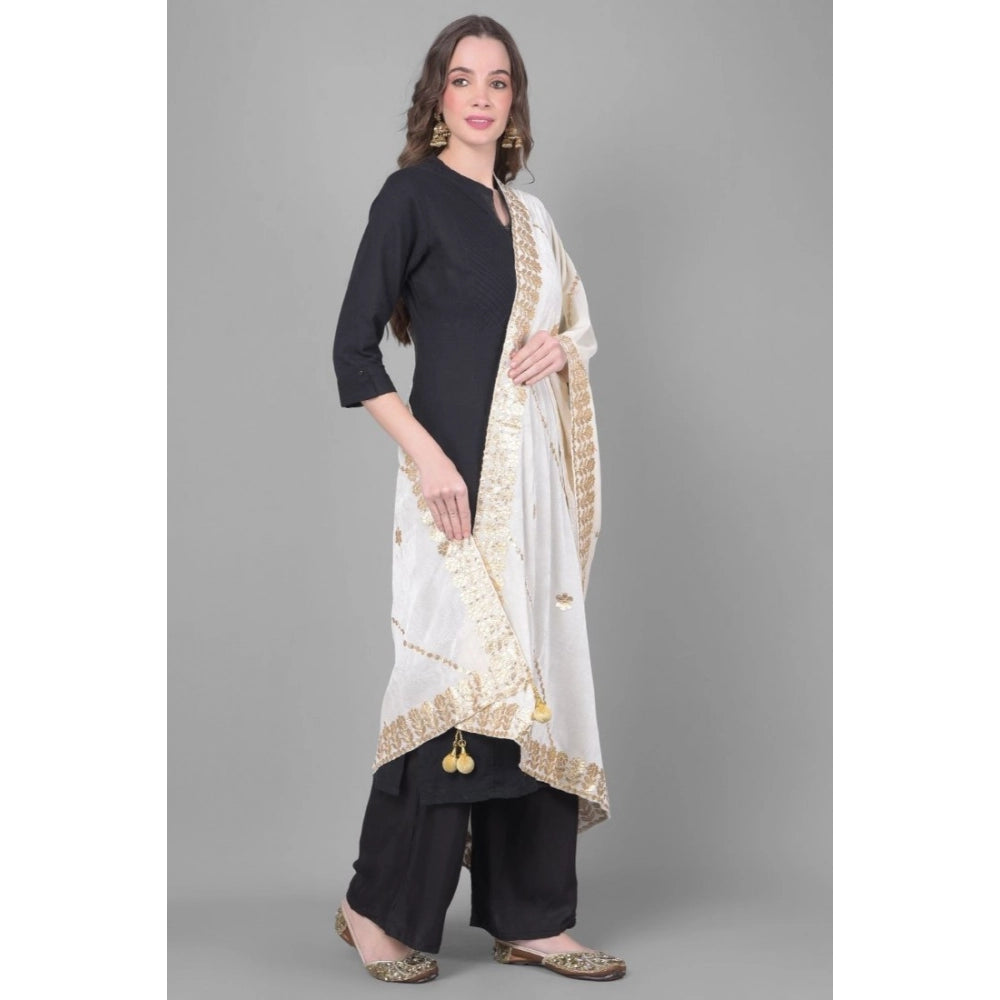 Women'S Velvet Gotta Patti Dupatta (White, Length: 2.25 To 2.5