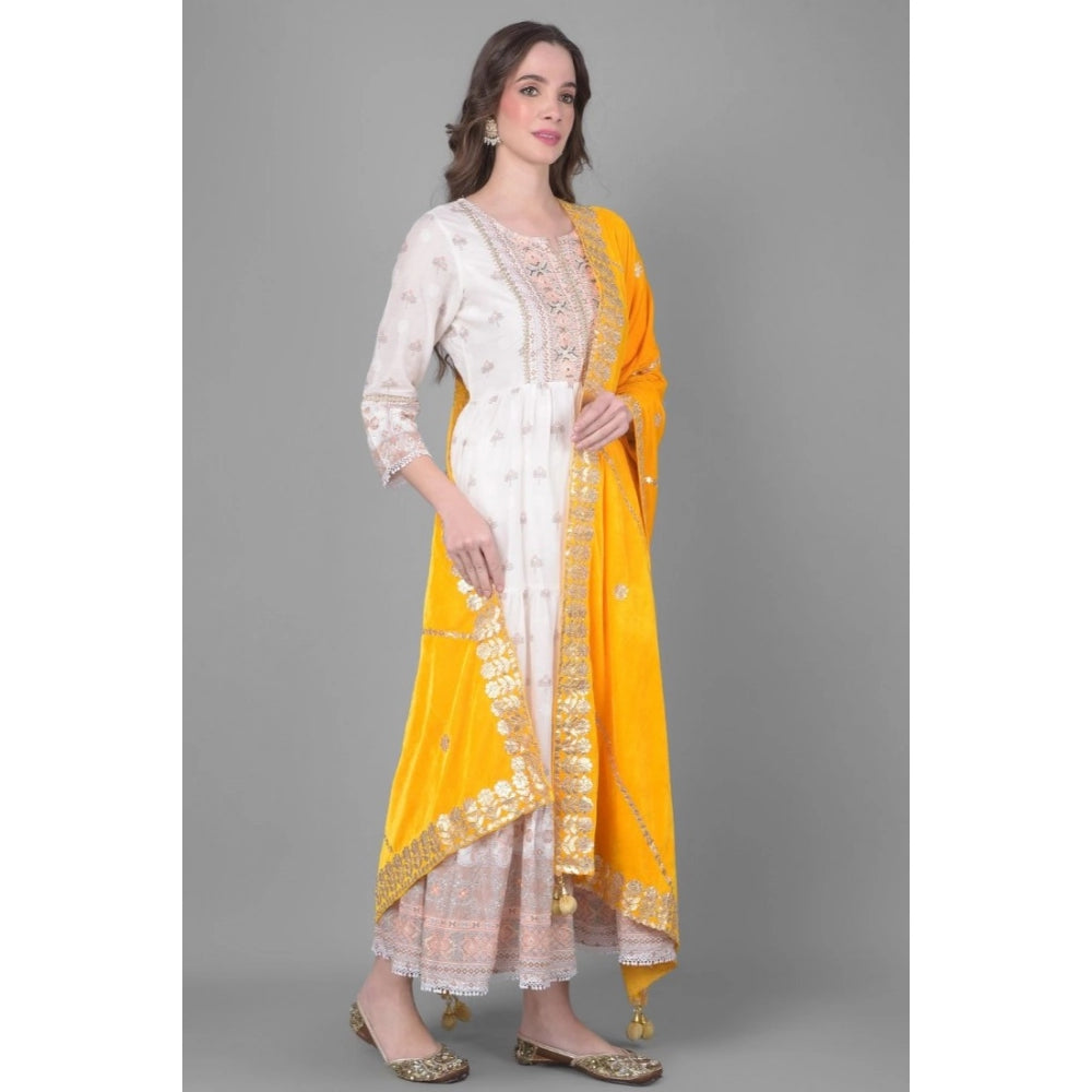 Women'S Velvet Gotta Patti Dupatta (Yellow, Length: 2.25 To 2.