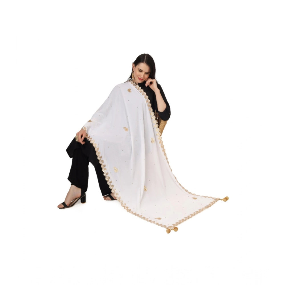 Women'S Velvet Gotta Patti Dupatta (White, Length: 2.25 To 2.5