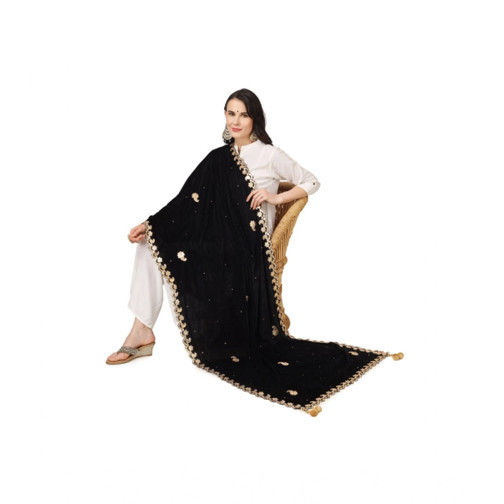 Women'S Velvet Gotta Patti Dupatta (Black, Length: 2.25 To 2.5