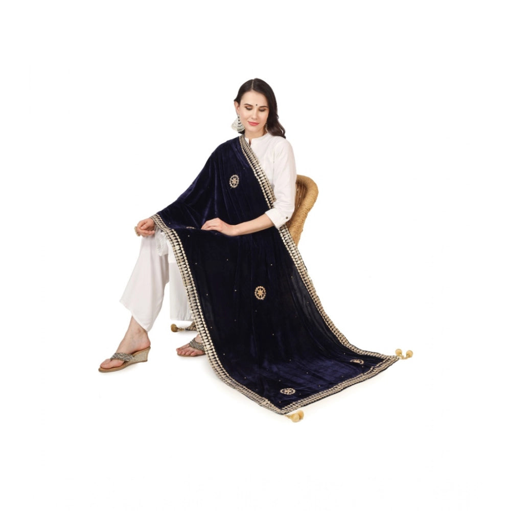 Women'S Velvet Gotta Patti Dupatta (Blue, Length: 2.25 To 2.50