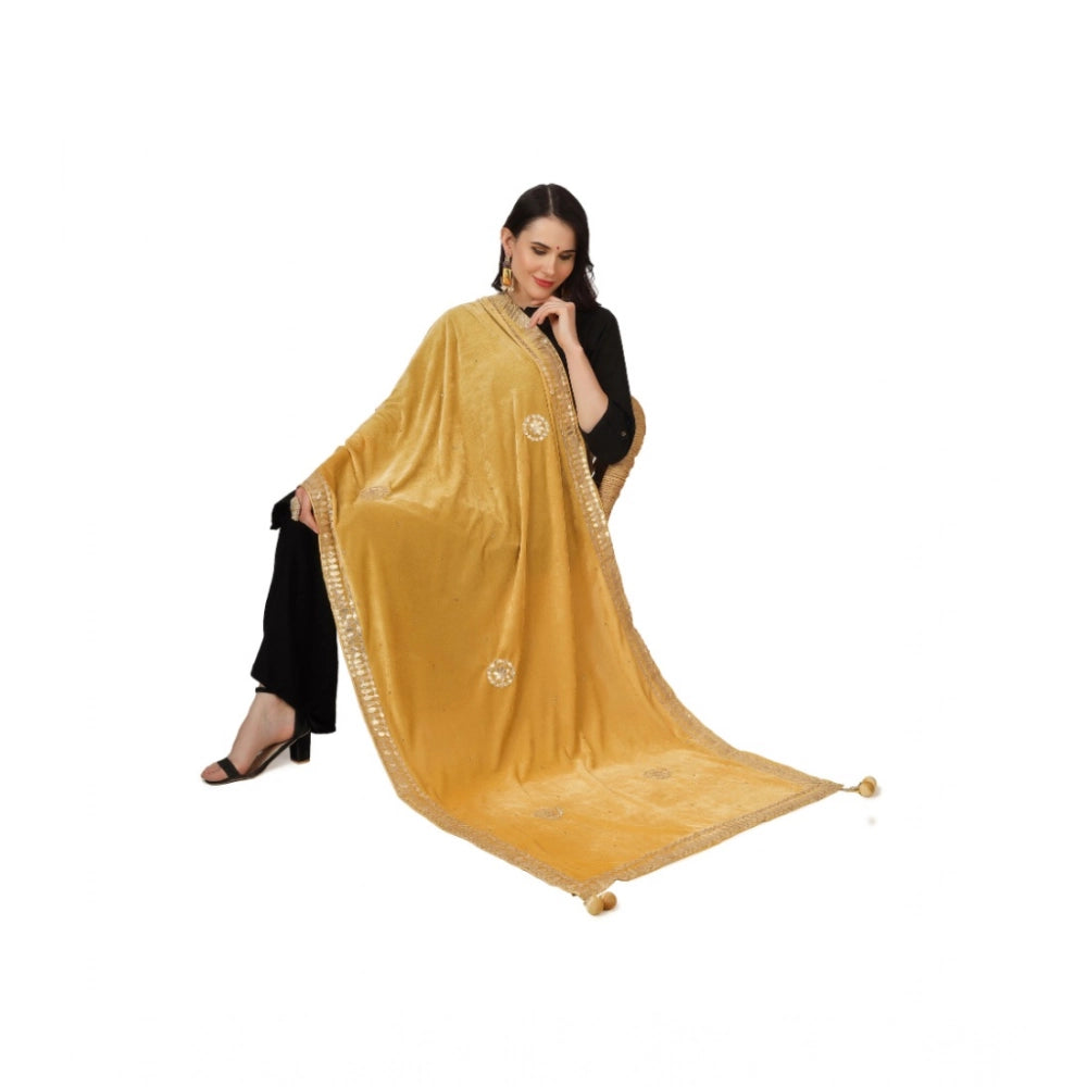Women'S Velvet Gotta Patti Dupatta (Yellow, Length: 2.25 To 2.