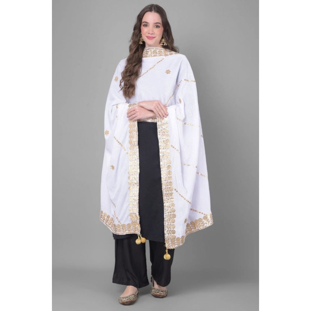 Women'S Velvet Gotta Patti Dupatta (Off White, Length: 2.25 To