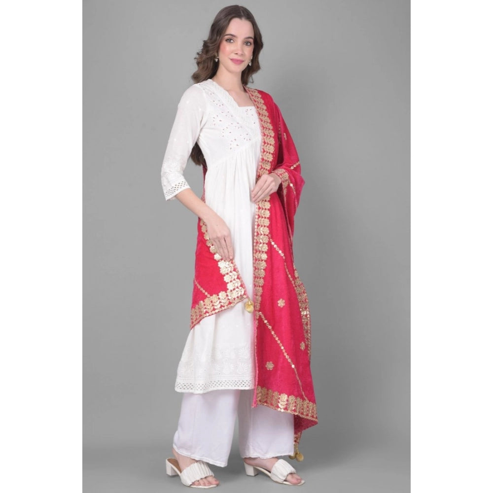 Women'S Velvet Gotta Patti Dupatta (Pink, Length: 2.25 To 2.50